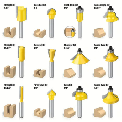 15 Piece Router Bit Set shank 1/4"