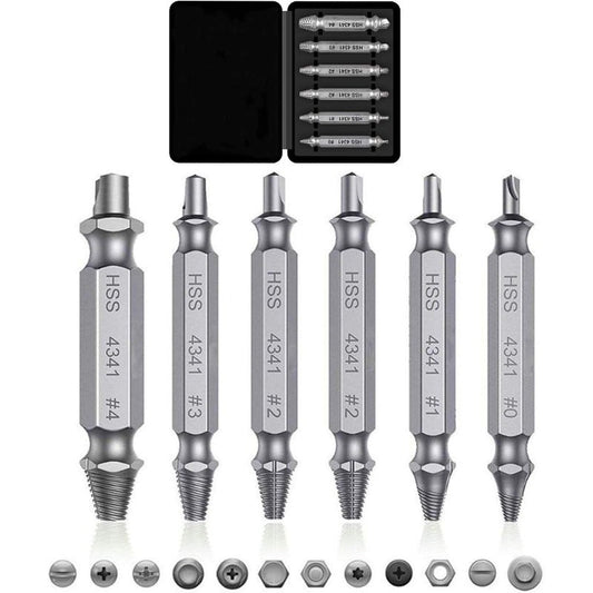 Universal Screw Extractor Set with Dual-Ended Bits